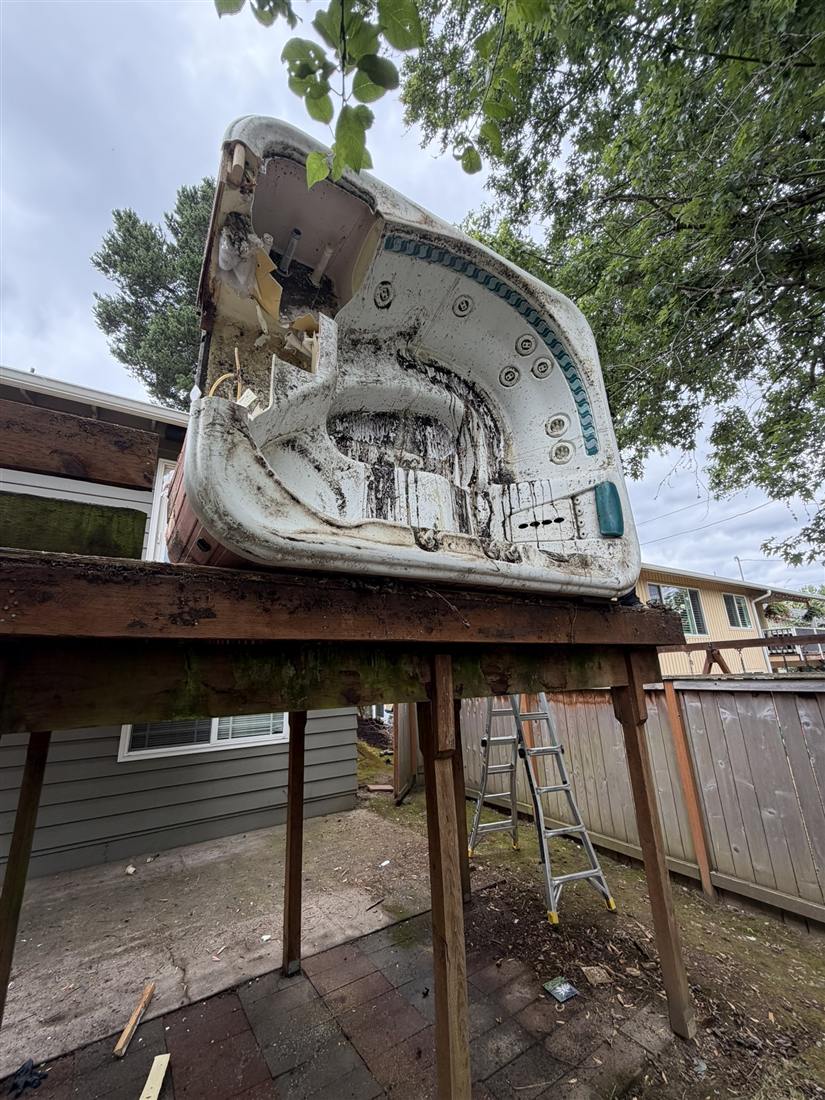 Hot tub and deck section demolition and haul-away