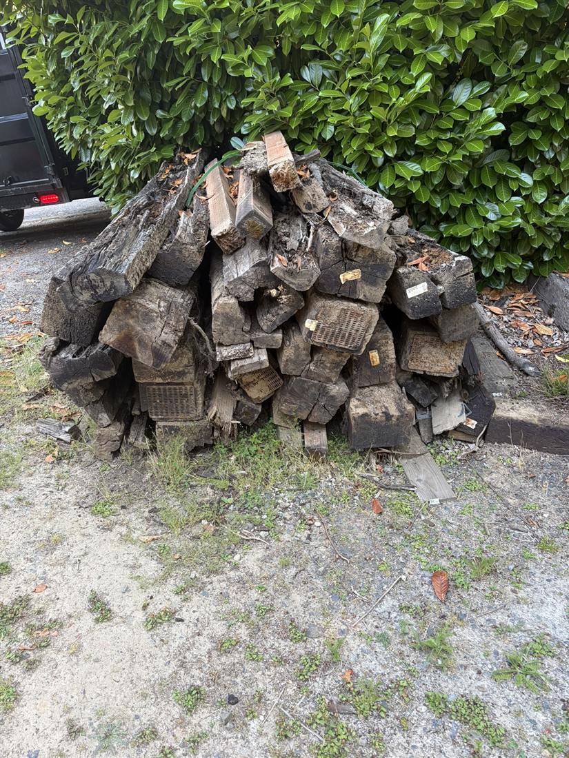 Railroad ties loaded for heavy material hauling